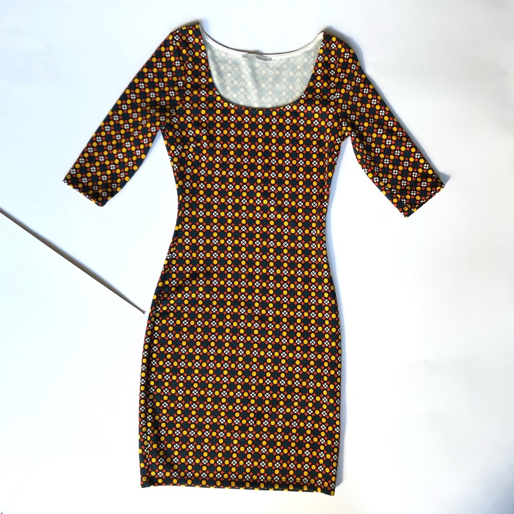 Lime Bodycon 3/4 Sleeve Dress Sz XXS NEW